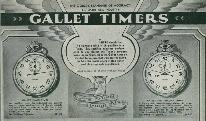 Gallet-Uhren in einem Katalog von 1934