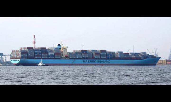 Sovereign Mærsk: Ablieferung 1997, Kapazität 8200 TEU.
Yennen-Gas/CC/wikimedia