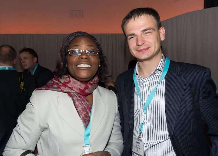 Solange N'Guessan, Vice President, Comité Café Cacao, Elfenbeinküste; Aleksander Sudarikov, Deputy of CEO, AVK Confectionery Company, Ukraine