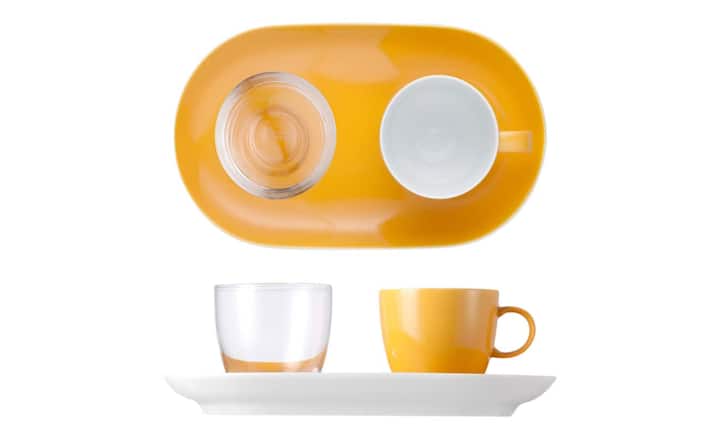 Das Espresso-Set Sunny Day aus der Linie Thomas von Rosenthal besteht aus einer Tasse, einem Wasserglas und einem Tablett. Es ist in zahlreichen Farben erhältlich.
35 Franken; www.tabularosa.ch