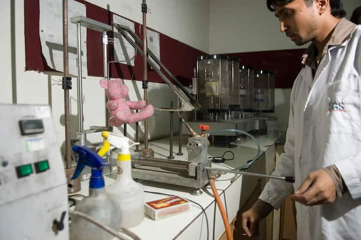 GURGAON, INDIA  MAY 18, 2010: Toy testing laboratary at SGS in Gurgaon. (Photo by Priyanka Parashar/Mint via Getty Images)