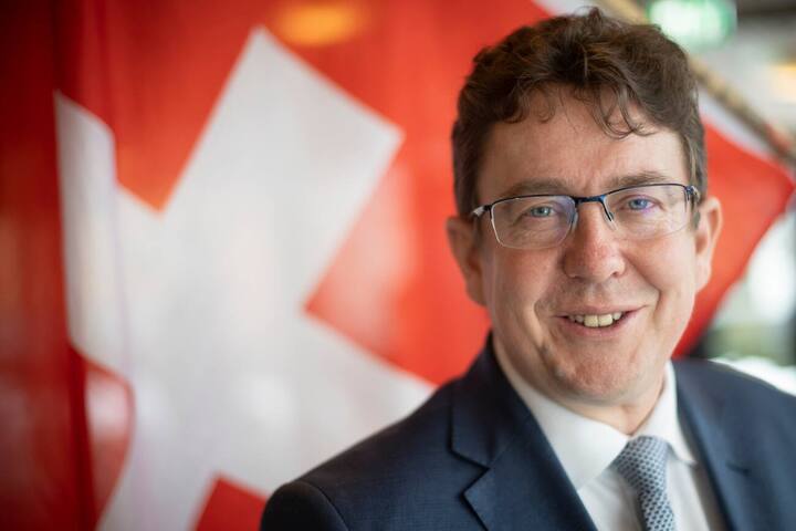 Parteipraesident Albert Roesti posiert fuer ein Portrait, an der Delegiertenversammlung der SVP Schweiz, am Samstag, 26. Januar 2019, in Gossau. (KEYSTONE/Gian Ehrenzeller)