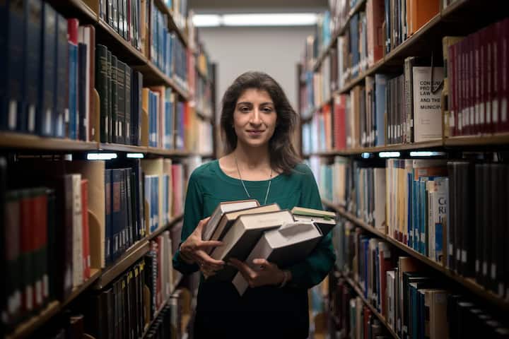 Lina Khan, a rising star in policymaking circles, at the Underwood Law Library at Southern Methodist University in Dallas, June 22, 2018. In two years, Khan has gone from unheralded law student to a formidable voice, whose work on antitrust policy has rocked Washington policymaking circles. In her crosshairs: Amazon. (Brandon Thibodeaux/The New York Times)
