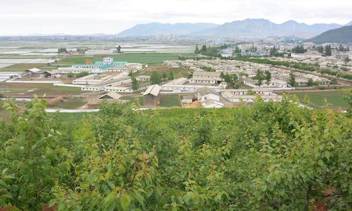 Blick auf eine landwirtschaftliche Kommune.