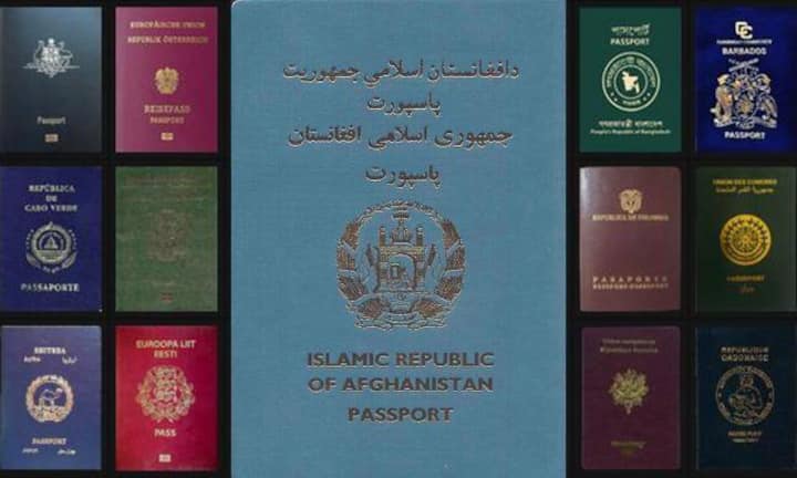 Rangliste der Pässe, mit denen man die meisten Länder ohne Visum bereisen kann:An letzter Stelle steht der Pass aus Afghanistan. Das Dokument öffnet lediglich die Grenzen zu 25 Ländern. Das ist Rang 104 im Ranking von Henley & Partners.