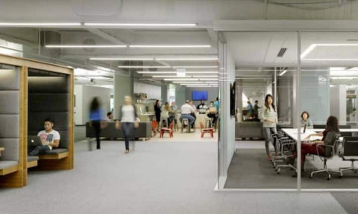 Square, San Francisco: Das Büro von Square in San Francisco wurde so entworfen, dass es wie eine kleine Gemeinde wirkt. Mitarbeiter treffen sich am «Dorfplatz», die Gänge zwischen den Büroflächen werden Strassen genannt.