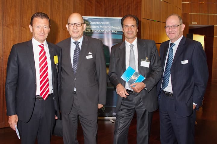 Jörg Bischof, VR-Delegierter, Rheinmetall Schweiz AG; Claus H. Widrig, Geschäftsführer, Gesellschaft für Wirtschaftskommunikation und Repräsentation GmbH; Jean-Marc Schnider, Leiter Vertrieb, CSS Versicherung; Marcel Clausen, Regionenleiter Ost, CSS Versicherung.