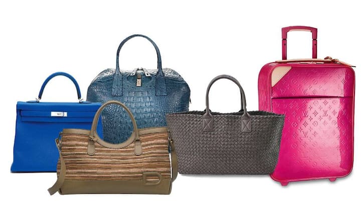 «Kelly» von Hermès, «Palais» von Delvaux, «Bauletto» von Furla, «Cabat» von Bottega Veneta, «Pegase 50» von Louis Vuitton (v.l.).