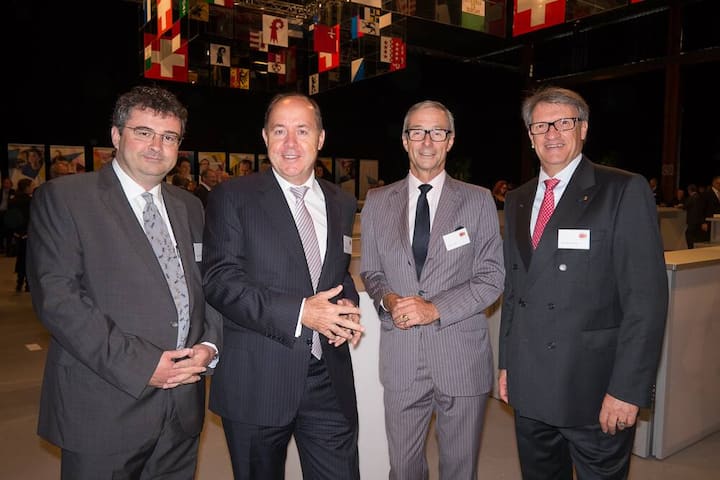Kaspar Engeli, Direktor VSIG Handel Schweiz; Henri Muhr, CEO Steiner AG; Daniel Küng, CEO OSEC; Jean-Marc Probst, Designierter Präsident Handel Schweiz