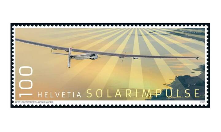 Eine Briefmarke für «Solar Impulse 2»: So ehrt die Post die Solar-Weltumrundung. Es ist die vierte Ereignismarke in zwölf Jahren.