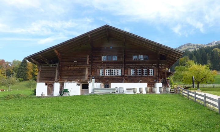 Das 1790 erbaute Haus mit 226 m² Wohnfläche bietet einen unverwechselbaren Blick ins Kandertal.