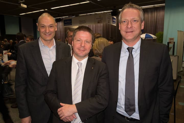 Roland Schmid, Director Corporate Communications, TUI Suisse Ltd.; Martin Bäumle, Nationalrat und Präsident Grünliberale Partei Schweiz; Thomas Goosmann, CEO Kuoni Reisen AG