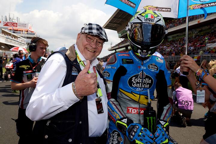 Joan Mir (36) of Spain and Eg 0,0 Marc VDS Kalex and Marc Van der Straten during the race day of the Gran Premi Monster Energy de Catalunya, Circuit of Catalunya, Montmelo, Spain. 17th June of 2018. (Photo by Jose Breton/NurPhoto via Getty Images)