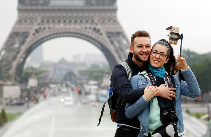 Selfie vor dem Eifelturm in Paris