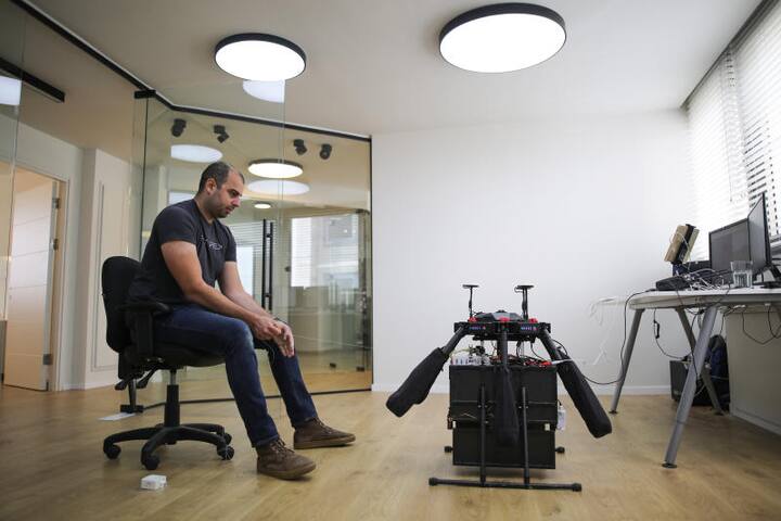  System engineer Roman Dvorkin, 32, simulates a drone delivery in the control room at Flytrex, a startup working on an on-demand drone delivery service, in Tel Aviv, February 27, 2019.