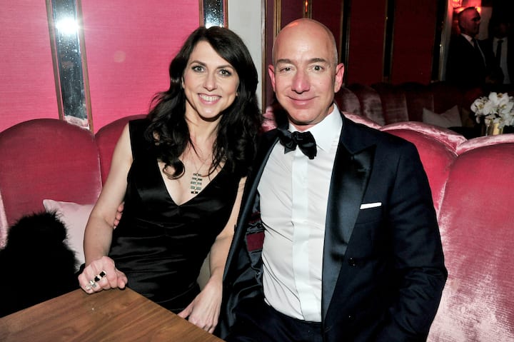 WEST HOLLYWOOD, CA - FEBRUARY 26:  (L-R) CEO of Amazon Jeff Bezos and  writer MacKenzie Bezos attend the Amazon Studios Oscar Celebration at Delilah on February 26, 2017 in West Hollywood, California.  (Photo by Jerod Harris/Getty Images)