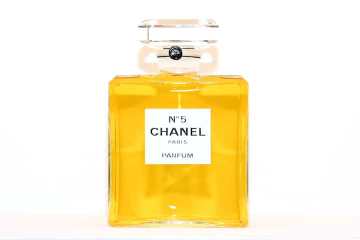 PARIS, FRANCE - MAY 30:  Chanel N5 perfum in display at the Chanel Opening Party for the Exhibition "Dans les Champs de Chanel" at Jardin des Tuileries on May 30, 2018 in Paris, France.  (Photo by Pascal Le Segretain/Getty Images)