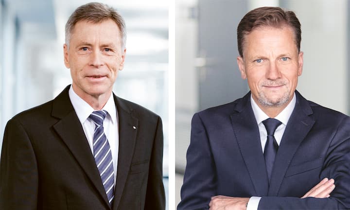 Ulrich Hurni (links), Briefchef, und Dieter Bambauer, Paketchef bei der Post