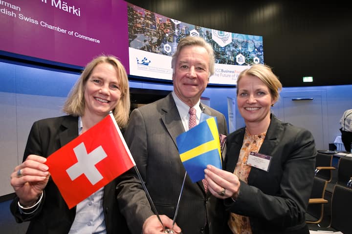 Eva Fiorenzoni, Geschäftsführerin Swedish-Swiss Chamber of Commerce SSCC;Hans Ulrich Märki, Präsident Swedish-Swiss Chamber of Commerce SSCC;Anette Ãsterholm, Eventmanagerin Swedish-Swiss Chamber of Commerce SSCC