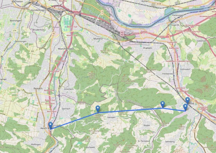 <p>Die Mega-Seilbahn soll Aesch BL und Liestal BL verbinden.</p>