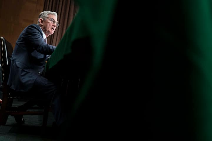 WASHINGTON, DC - FEBRUARY 12: Federal Reserve Board Chairman Jerome Powell testifies during a hearing on "The Semiannual Monetary Policy Report to the Congress," in front of the Senate Banking, Housing and Urban Affairs Committee in the Dirksen Senate Office Building on February 12, 2020 in Washington, DC. (Photo by Sarah Silbiger/Getty Images)