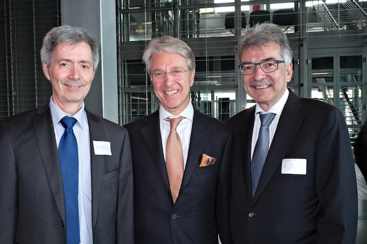 Lucas Metzger, Stv. Geschäftsführer, esisuisse; Herbert Scheidt, Präsident, Schweizerische Bankiervereinigung; Jürg Gutzwiller, Präsident, Verband Schweizer Regionalbanken