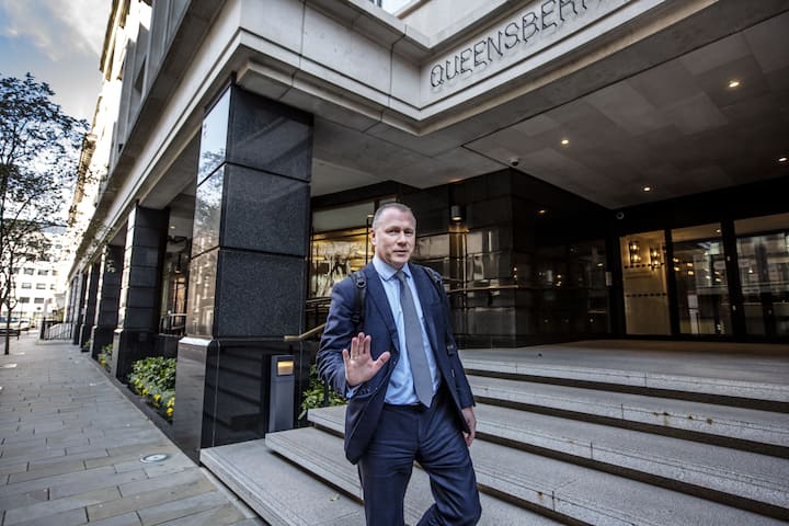Mandatory Credit: Photo by Jeff Gilbert/Shutterstock (10616110f)Nicolai Tangen newly appointed CEO arrives at the London head offices of Norway's Oil Fund,  No.3 Old Burlington StreetNicolai Tangen arrives at the London No.3 Old Burlington Street premises of Head of Norges Oljefondent, London, UK - 26 Mar 2020