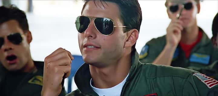 Tom Cruise in a scene from the ©Paramount Pictures cult movie: Top Gun (1986).