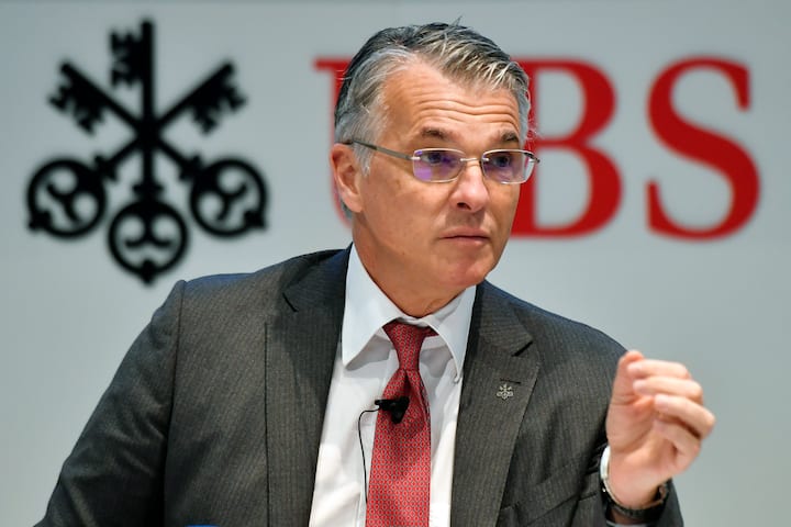 UBS CEO Sergio P. Ermotti, at a press conference announcing the bank's 2018 Full year and Fourth quarter result in Zurich, Switzerland, Tuesday, January 22, 2019. (KEYSTONE/Walter Bieri)