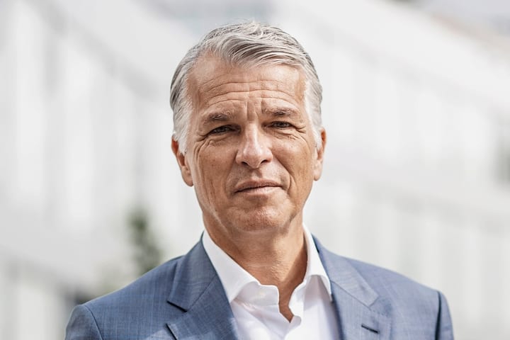 Group Chief Executive Officer of Swiss Bank UBS Sergio P. Ermotti poses for a portrait at the Point Zero Forum at the Circle in Zurich, Switzerland on Tuesday June 27, 2023. (KEYSTONE/Michael Buholzer).