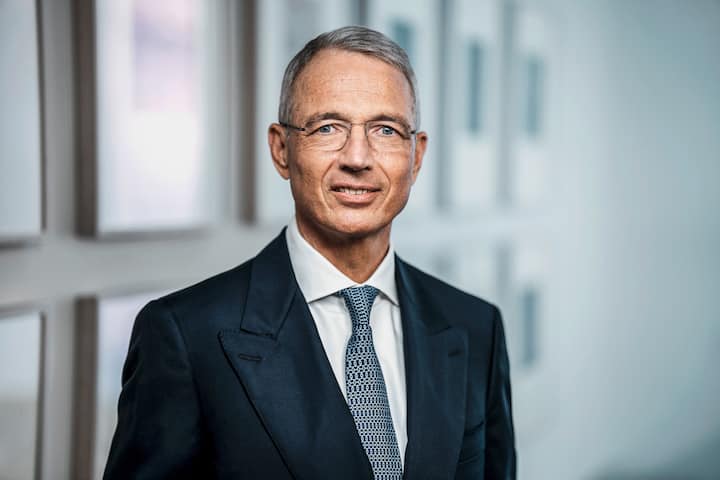 In this photo provided by Credit Suisse, Axel Lehmann poses for a portrait taken in Zurich in Jan. 2022. Lehmann will replace Antonio Horta-Osorio as the chairman of Credit Suisse after he resigned following an internal investigation that reportedly turned up that he had violated quarantine rules intended to fight the COVID-19 pandemic. The resignation of Horta-Osorio, a British-Portuguese national who took the job barely eight months ago, was announced Monday Jan. 17, 2022. (Credit Suisse via AP)