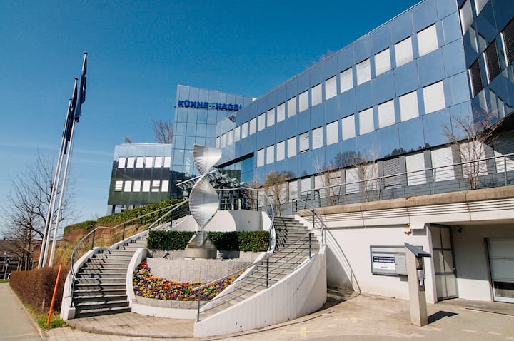 2FKYH8A Schindellegi, Zurich, Switzerland - 28th March 2021 : Kuehne + Nagel International headquarters building in Schindelleggi. Kuehne + Nagel Internationa