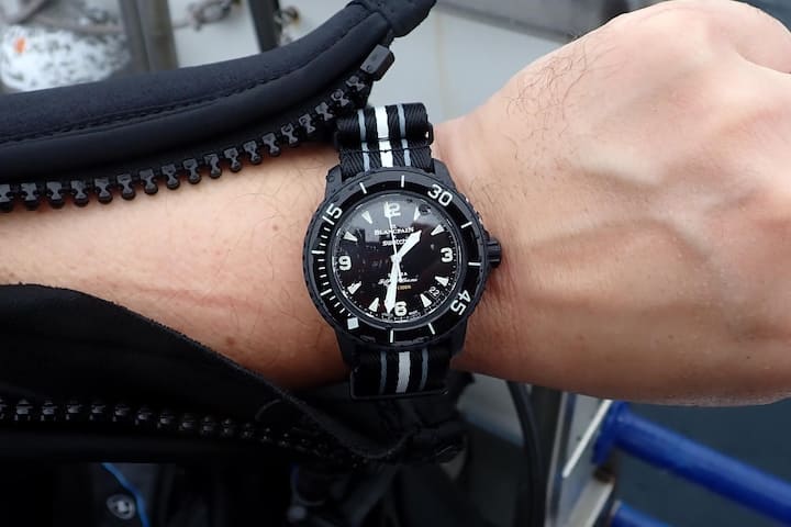 Die Scuba Fifty Fathoms kommt in denselben Dimensionen (42,3 mm) wie das historische Vorbild aus den 1950er Jahren.