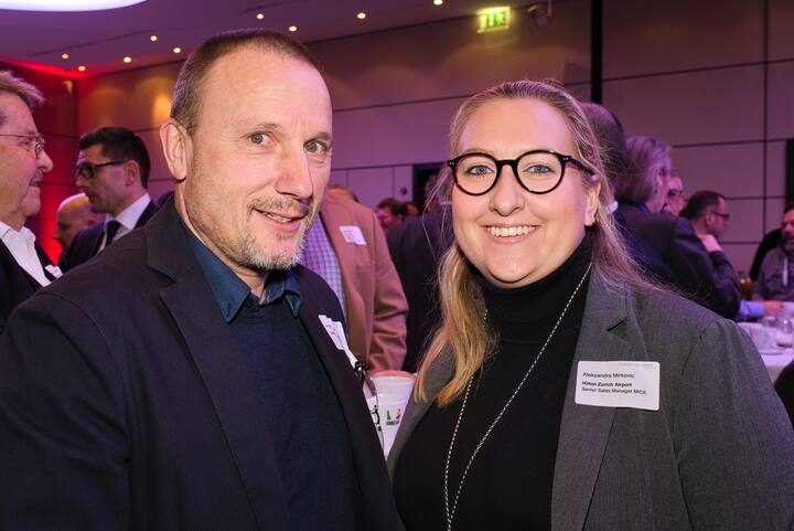Robert Furger, Clear Channel Schweiz AG;Aleksandra Mirkovic, Senior Sales Manager MICE, Hilton Zurich Airport Hotel