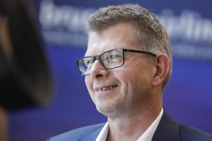 Eurowings CEO Thorsten Dirks pictured after the negotiations concerning the integration of Brussels Airlines in the Eurowings Group, division of Lufthansa, Monday 09 July 2018, at Brussels airlines headquarters in Diegem. PUBLICATIONxINxGERxSUIxAUTxONLY THIERRYxROGE 05380988  