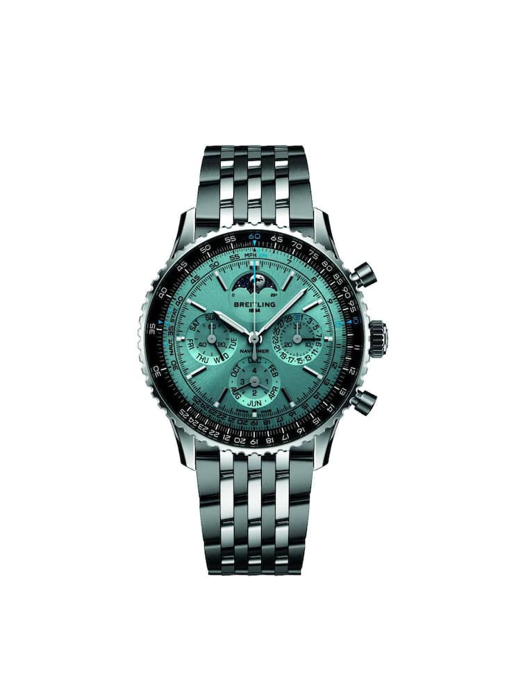 Breitling Navitimer Perpetual Calendar: Die Fliegerlegende mit kosmischem Anspruch, kombiniert Chronographen-DNA mit Ewigem Kalender – selten und sammelwürdig. Circa 29 500 Franken.