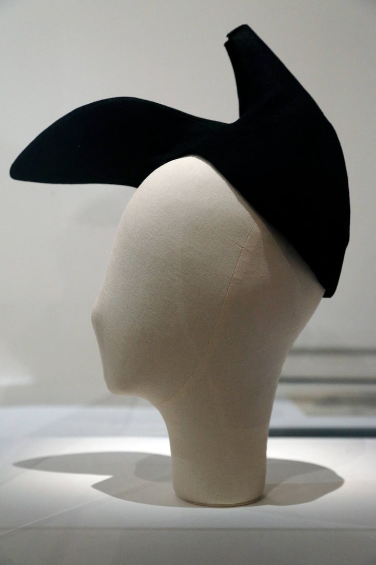 The shoe-had designed by Elsa Schiaparelli is displayed as part of the exhibition "Fashion mix", on December 8, 2014 at the museum for the history of immigration in Paris.  AFP PHOTO/FRANCOIS GUILLOT (Photo by FRANCOIS GUILLOT / AFP)