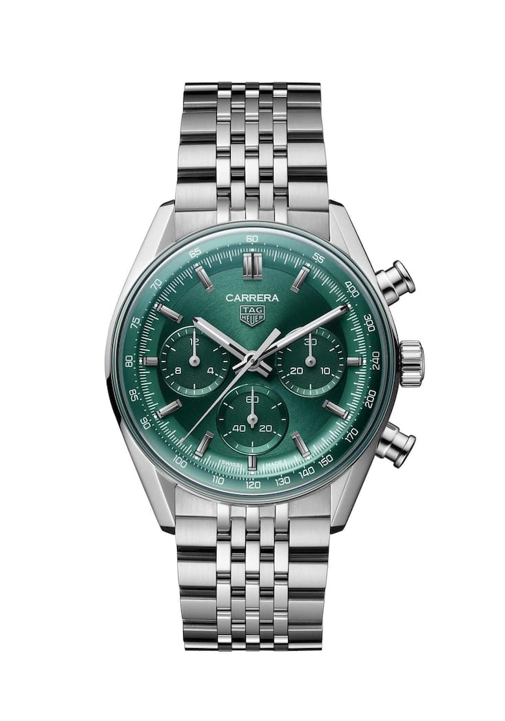 Carrera Chronograph
Gehäuse: 41 mm, Stahl; Automatikkaliber TH20-01 mit 80 h Gang­autonomie; 3  Zifferblattfarben; Preis: 7950 Euro.