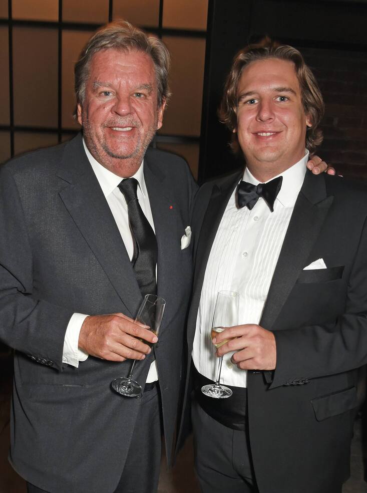 GENEVA, SWITZERLAND - JANUARY 16:  Johann Rupert (L) and son Anton Rupert Jr attend the IWC Schaffhausen Gala celebrating the Maison's 150th anniversary and the launch of its Jubilee Collection at the Salon International de la Haute Horlogerie (SIHH) on January 16, 2018 in Geneva, Switzerland. #IWC150  (Photo by David M. Benett/Dave Benett/Getty Images for IWC)