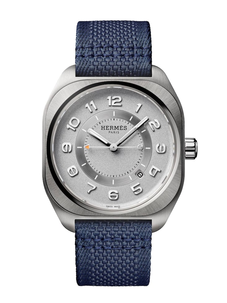 Uhr aus Titan, 42 mm, Automatikwerk, blaues Textilband, Fr. 6530.–