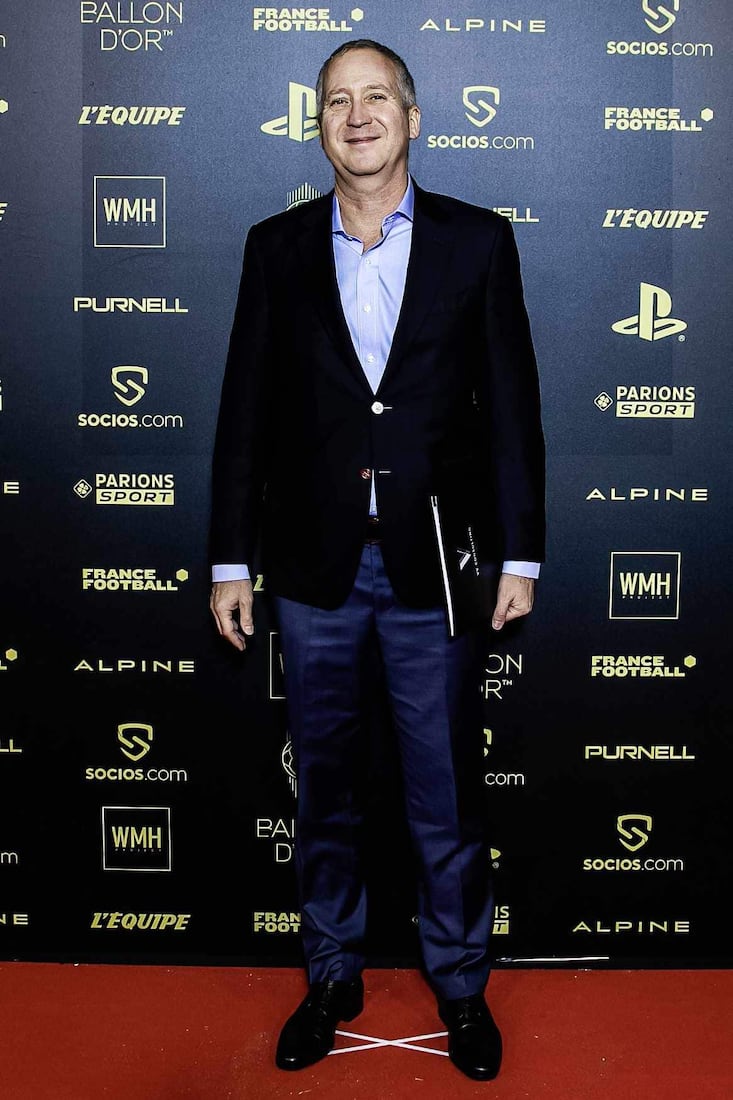 PARIS, FRANCE - NOVEMBER 29: AS Monaco's Russian president Dmitry Rybolovlev attends the Ballon D'Or photocall at Theatre du Chatelet on November 29, 2021 in Paris, France. (Photo by Marc Piasecki/WireImage)