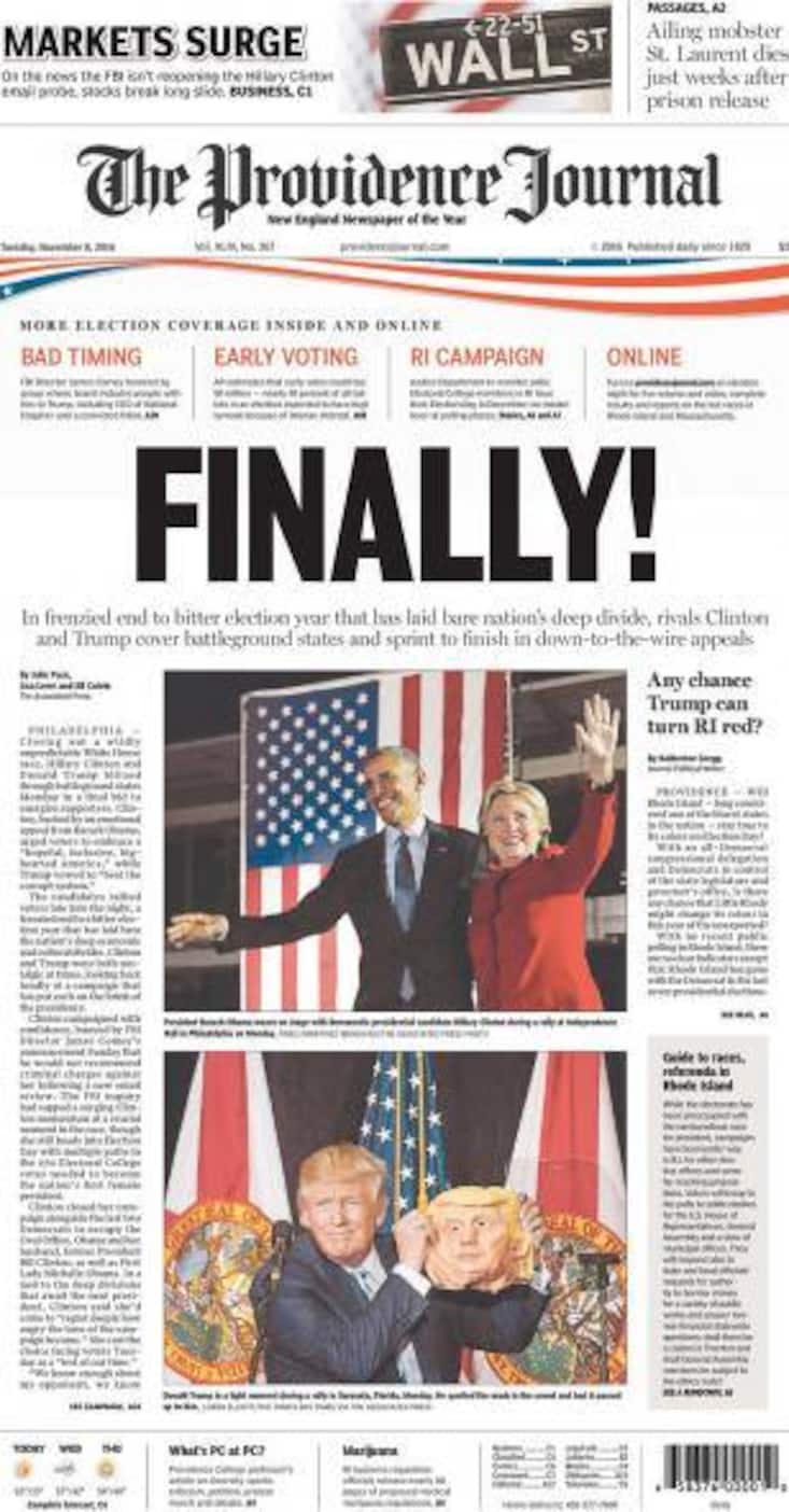 Eine Presseschau am Morgen des Wahltags. The Providence Journal: «Endlich!»