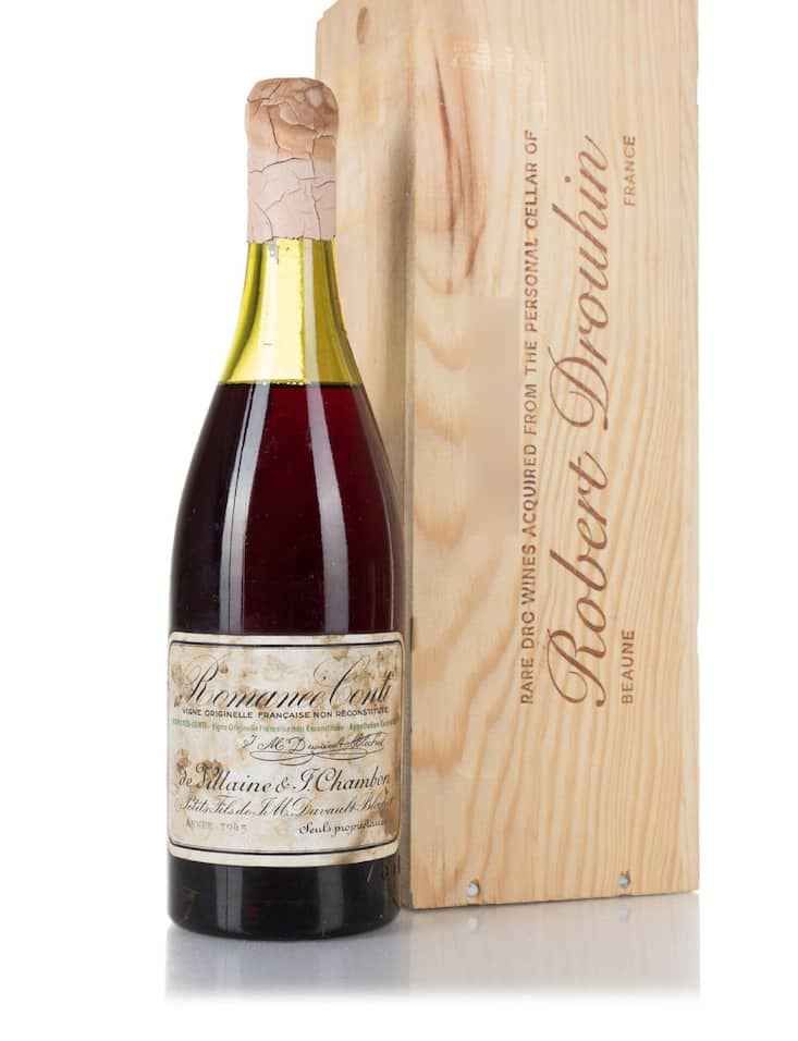Die wertvolle Flasche stammt aus dem Privatkeller von Robert Drouhin, der bis 2003 das Maison Joseph Drouhin in Beaune leitete.