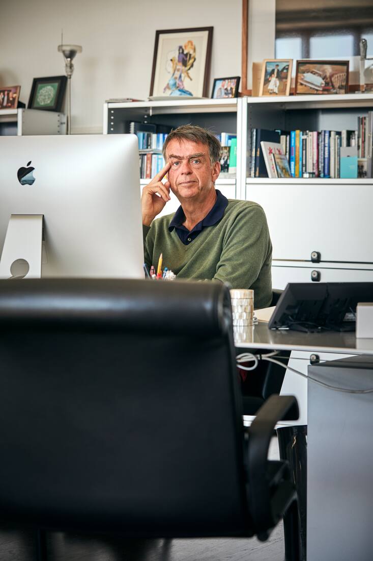 André Hoffmann, at her Office in Morges