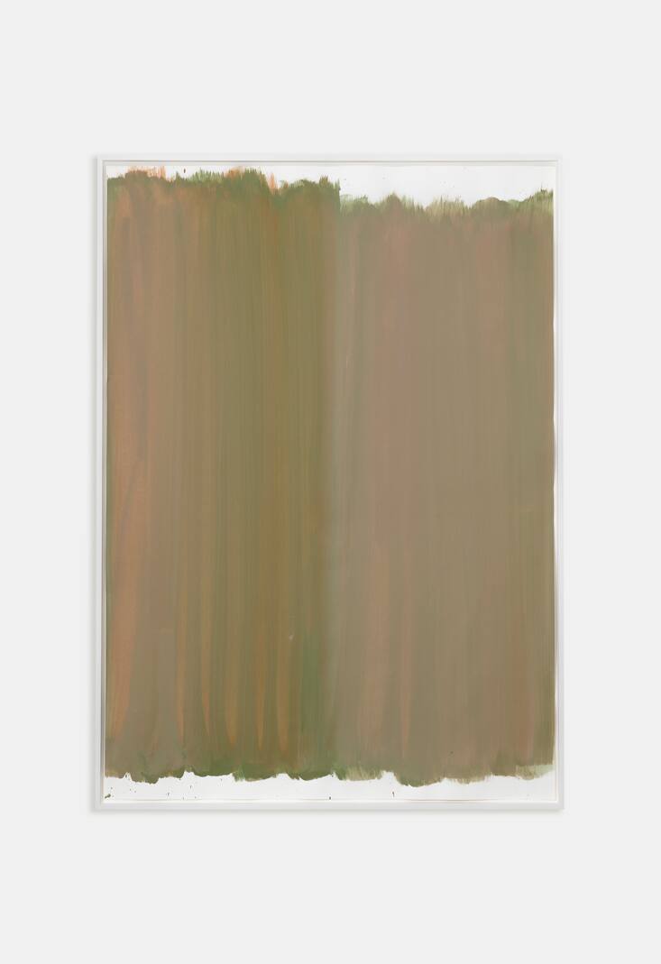 <p>Linien als Farbflächen: </p><p>«Farbfeld 106», 2023; Gouache auf Papier; 102 × 72 cm.</p>