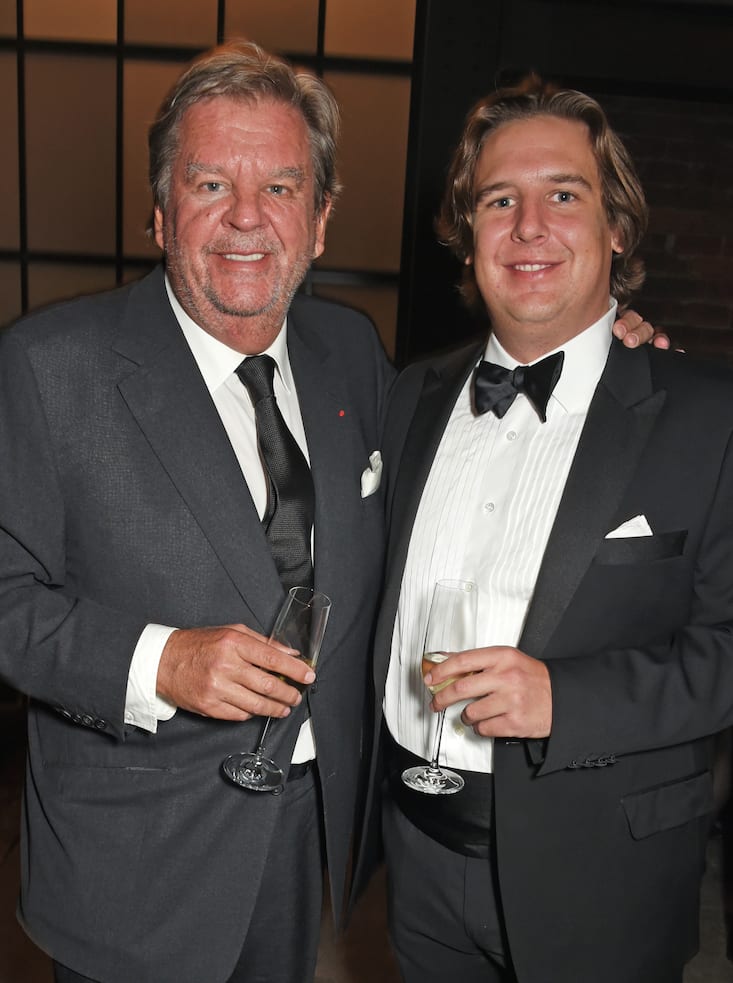 GENEVA, SWITZERLAND - JANUARY 16: Johann Rupert (L) and son Anton Rupert Jr attend the IWC Schaffhausen Gala celebrating the Maison's 150th anniversary and the launch of its Jubilee Collection at the Salon International de la Haute Horlogerie (SIHH) on January 16, 2018 in Geneva, Switzerland. #IWC150 (Photo by David M. Benett/Dave Benett/Getty Images for IWC)