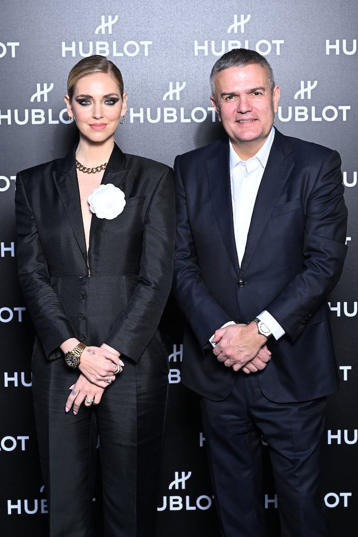 An der Boutique-Eröffnung in Mailand: Hublot-Chef Ricardo Guadalupe mit Markenbotschafterin und Über-Influencerin Chiara Ferragni.
