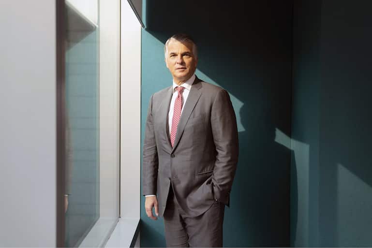 Sergio Ermotti, chief executive officer of UBS Group AG, poses for a photograph following a Bloomberg Television interview in Singapore, on Monday, Sept. 17, 2018. UBS?has picked Frankfurt as its post-Brexit European Union hub and has made preparations for the worst-case scenario of Britain crashing out of the bloc without a trade deal, Ermotti?said. Photographer: Wei Leng Tay/Bloomberg