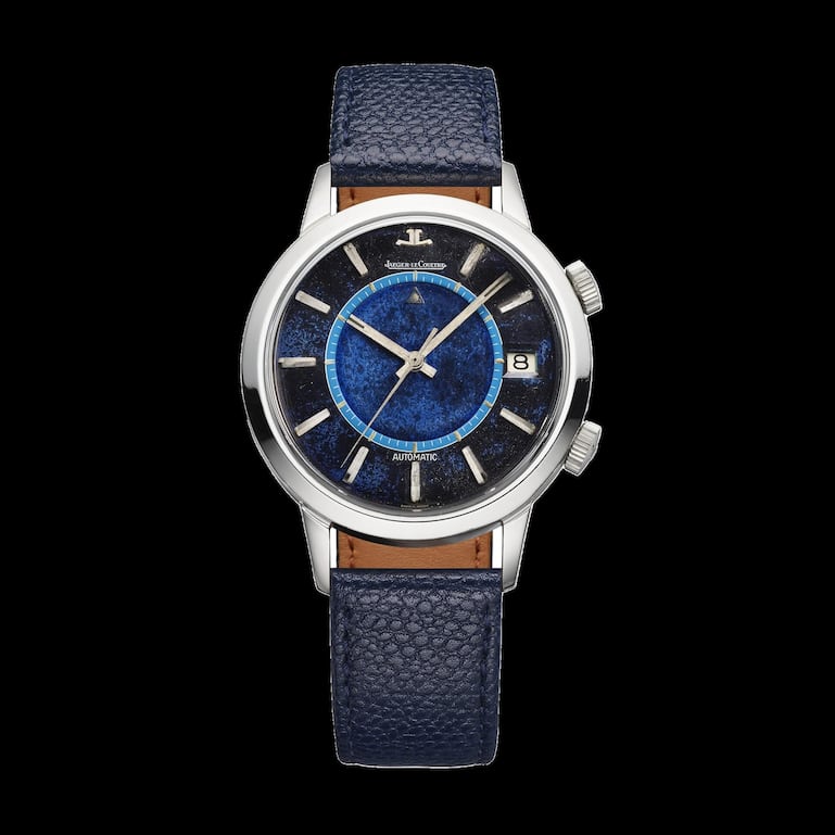 Memovox Automatic Calendar von Jaeger-LeCoultre mit seltenem Zifferblatt in Lapislazuli-Optik.