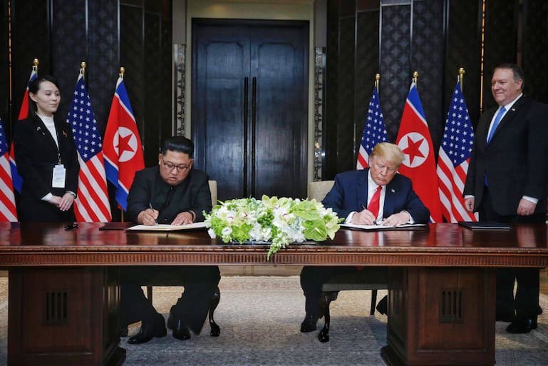 Kim Jong Un und Donald Trump beim Gipfeltreffen in Singapur